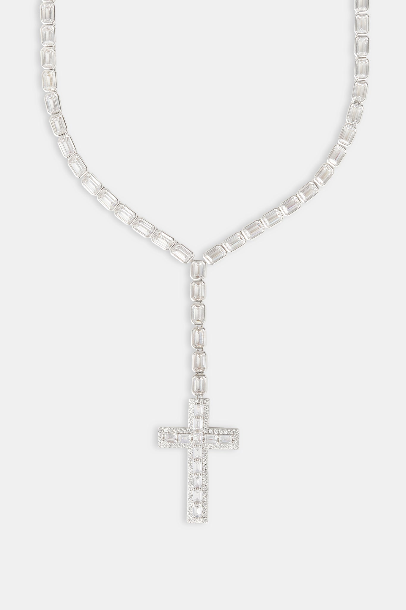 Iced Baguette Cross Drop Chain - 40mm